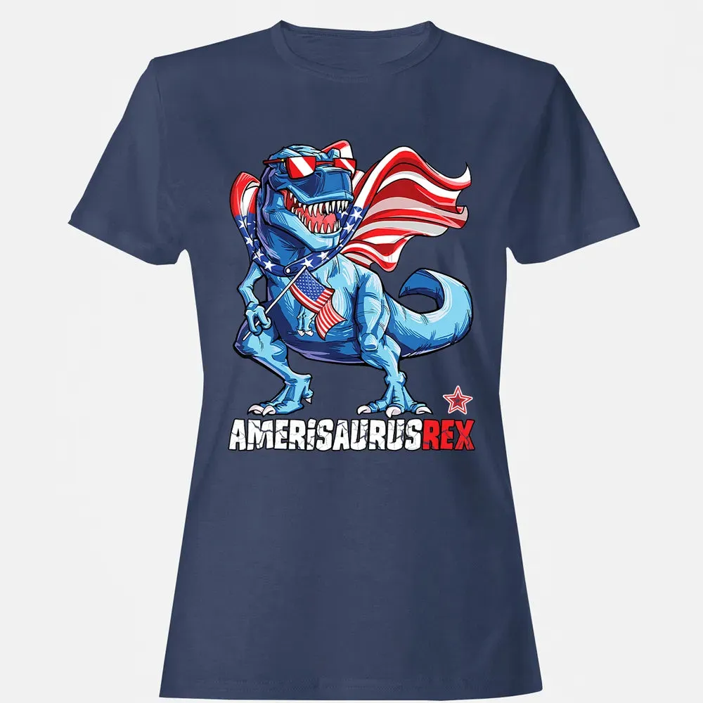 Dinosaur 4th of July  Kids Boys Men Amerisaurus T Rex Women's T-shirt - 10