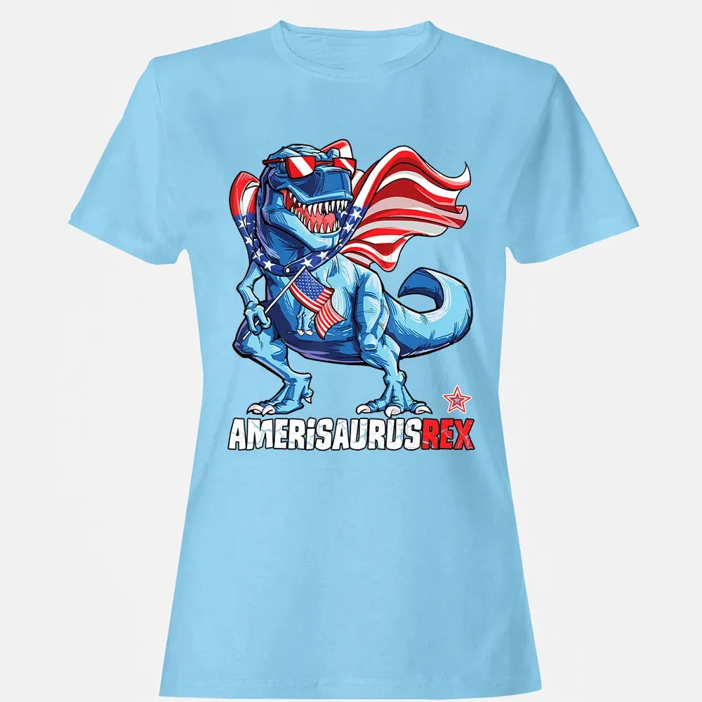 Dinosaur 4th of July  Kids Boys Men Amerisaurus T Rex Women's T-shirt - 8