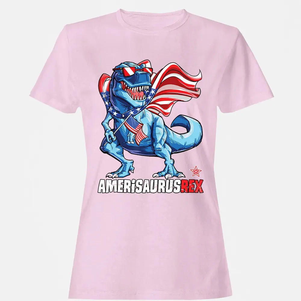 Dinosaur 4th of July  Kids Boys Men Amerisaurus T Rex Women's T-shirt - 9
