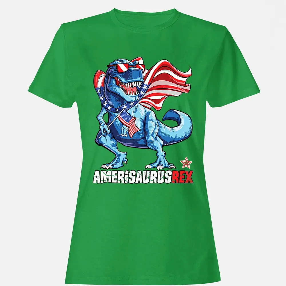 Dinosaur 4th of July  Kids Boys Men Amerisaurus T Rex Women's T-shirt - 7
