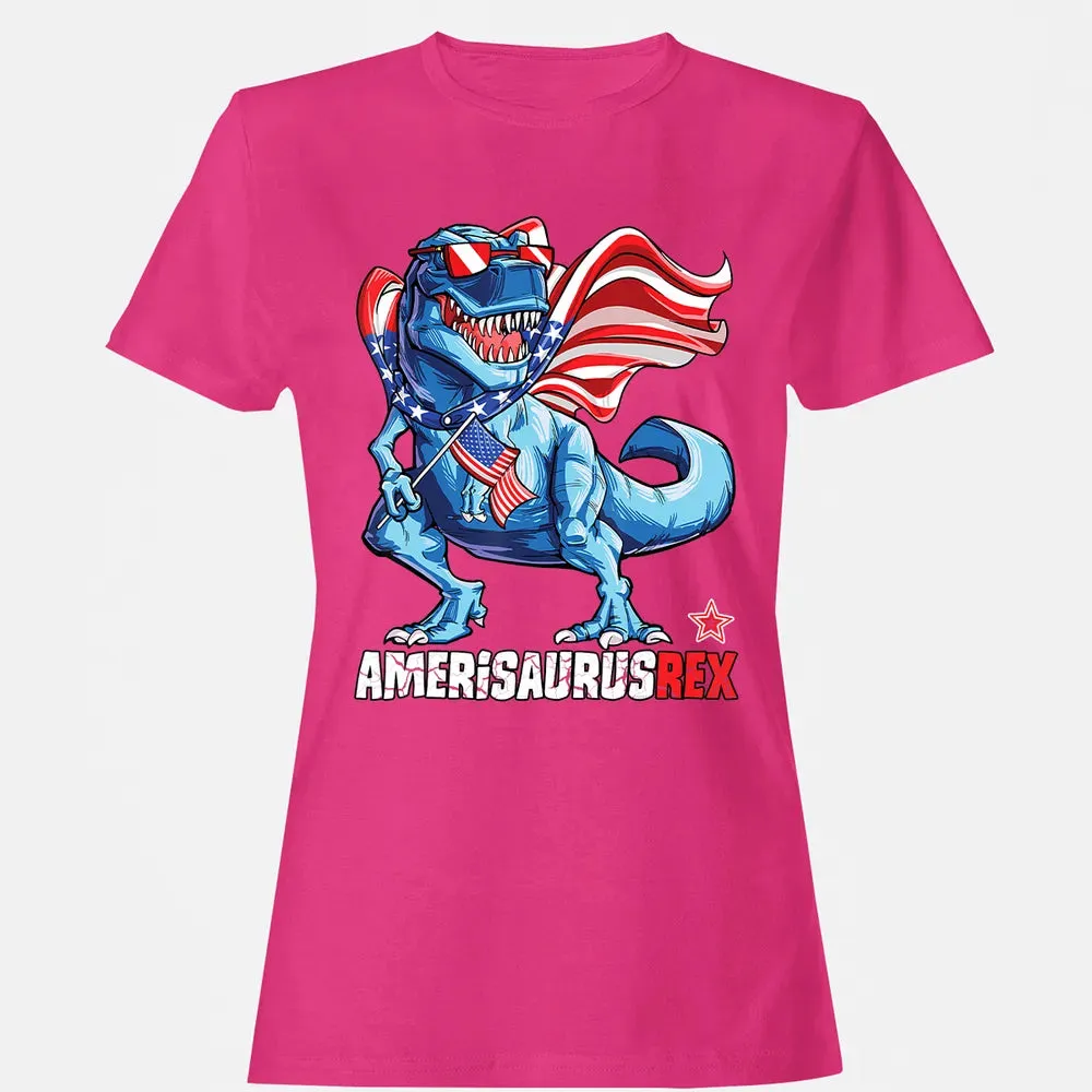 Dinosaur 4th of July  Kids Boys Men Amerisaurus T Rex Women's T-shirt - 6