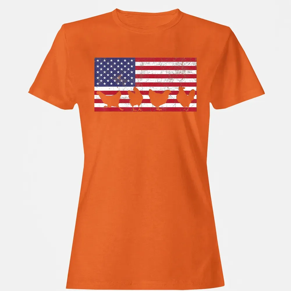 American Flag  Chicken USA 4th of July  Gift Women's T-shirt - 11