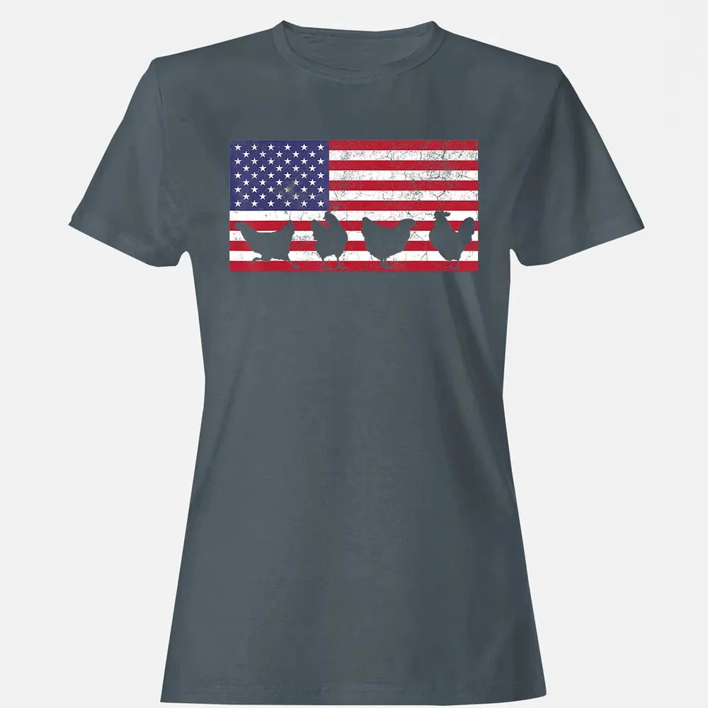 American Flag  Chicken USA 4th of July  Gift Women's T-shirt - 3