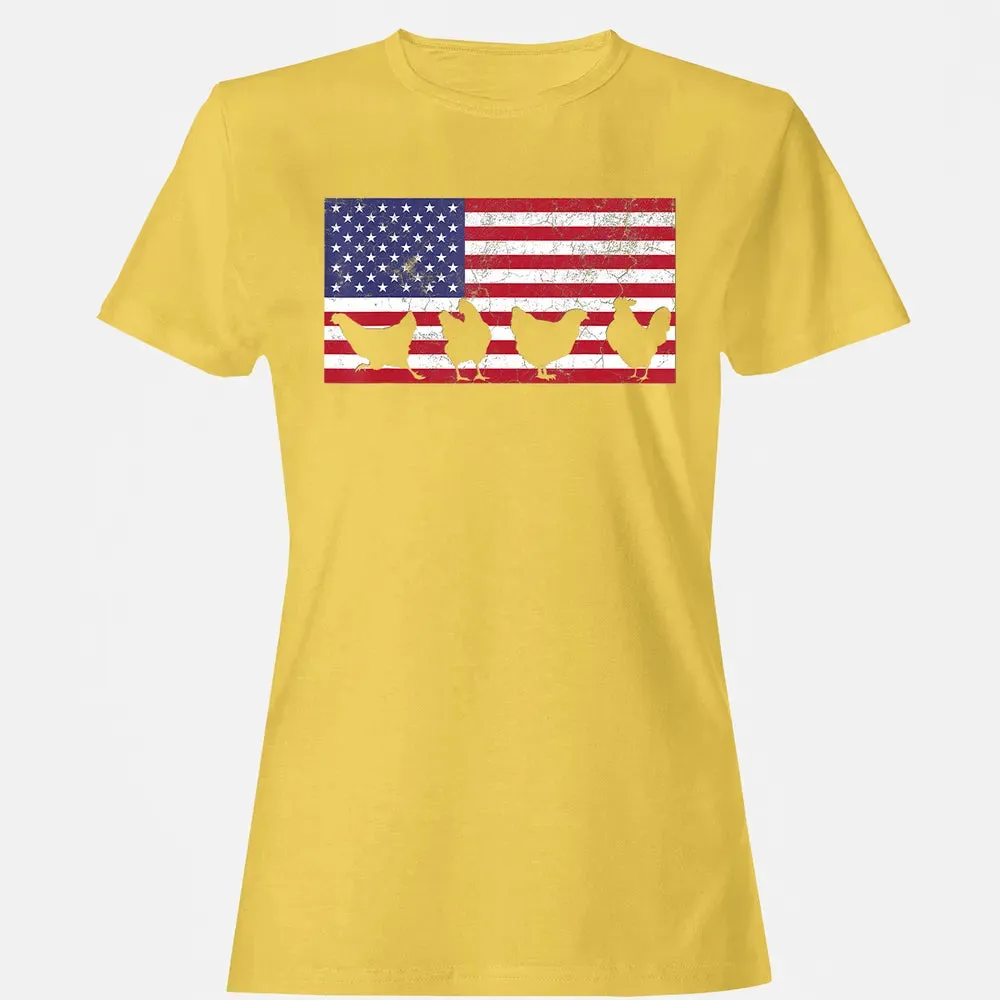 American Flag  Chicken USA 4th of July  Gift Women's T-shirt - 4