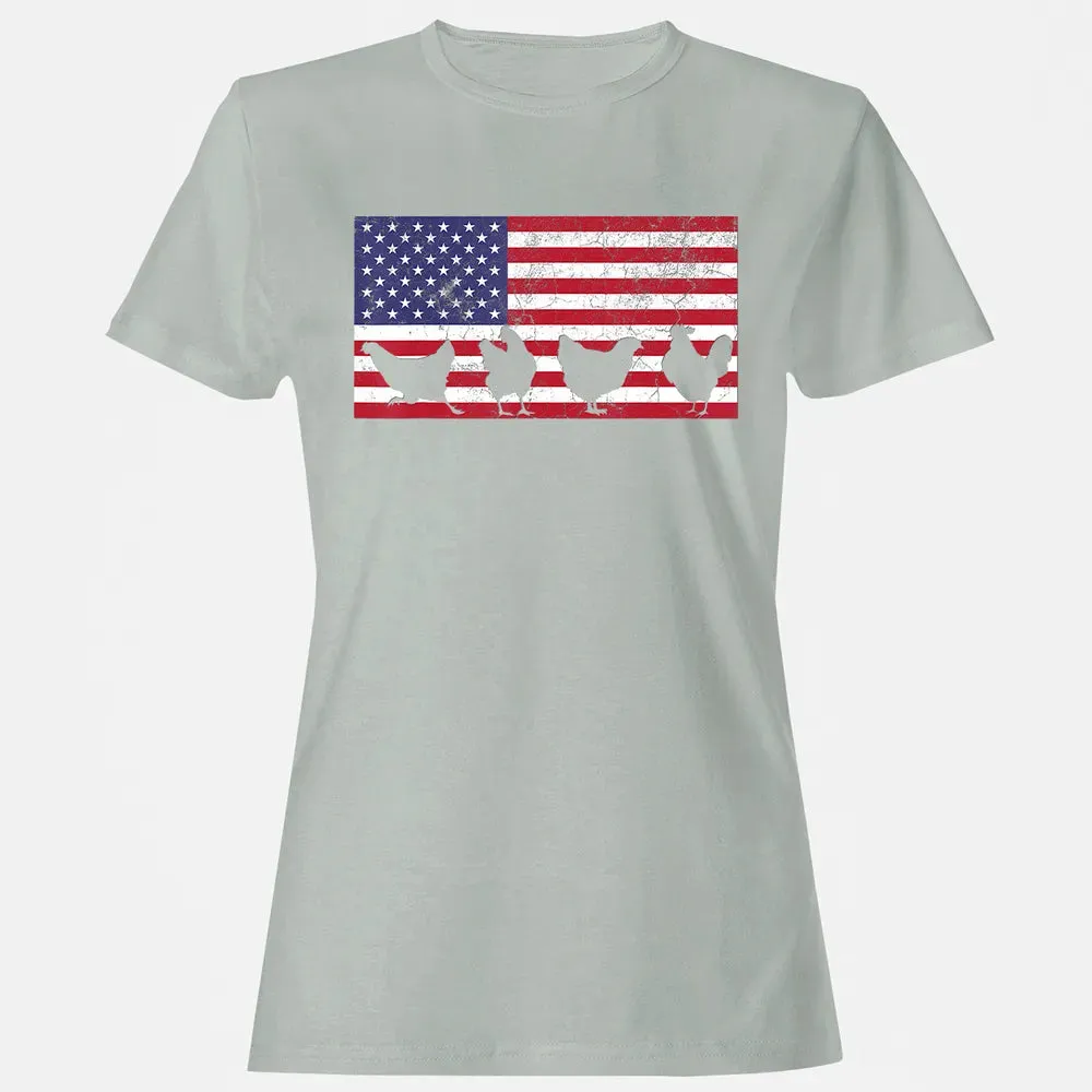American Flag  Chicken USA 4th of July  Gift Women's T-shirt - 2