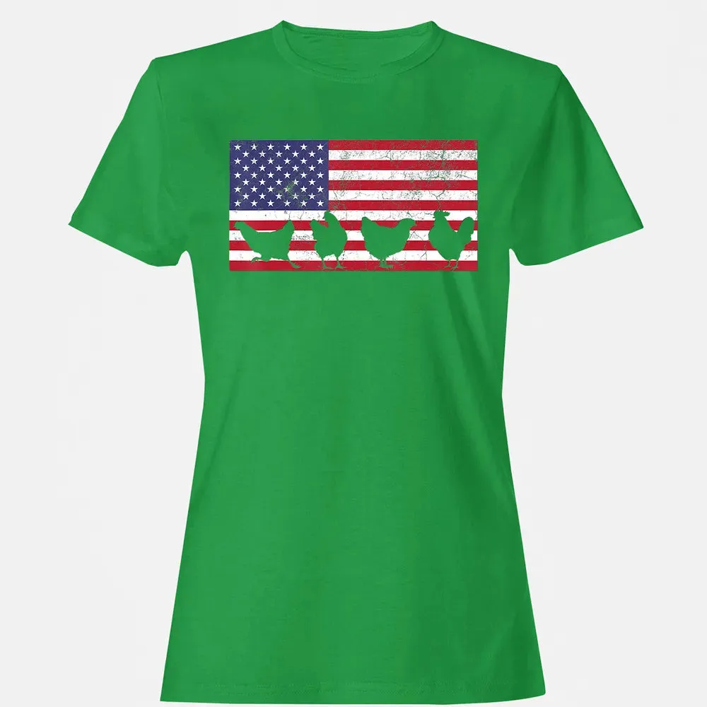 American Flag  Chicken USA 4th of July  Gift Women's T-shirt - 7
