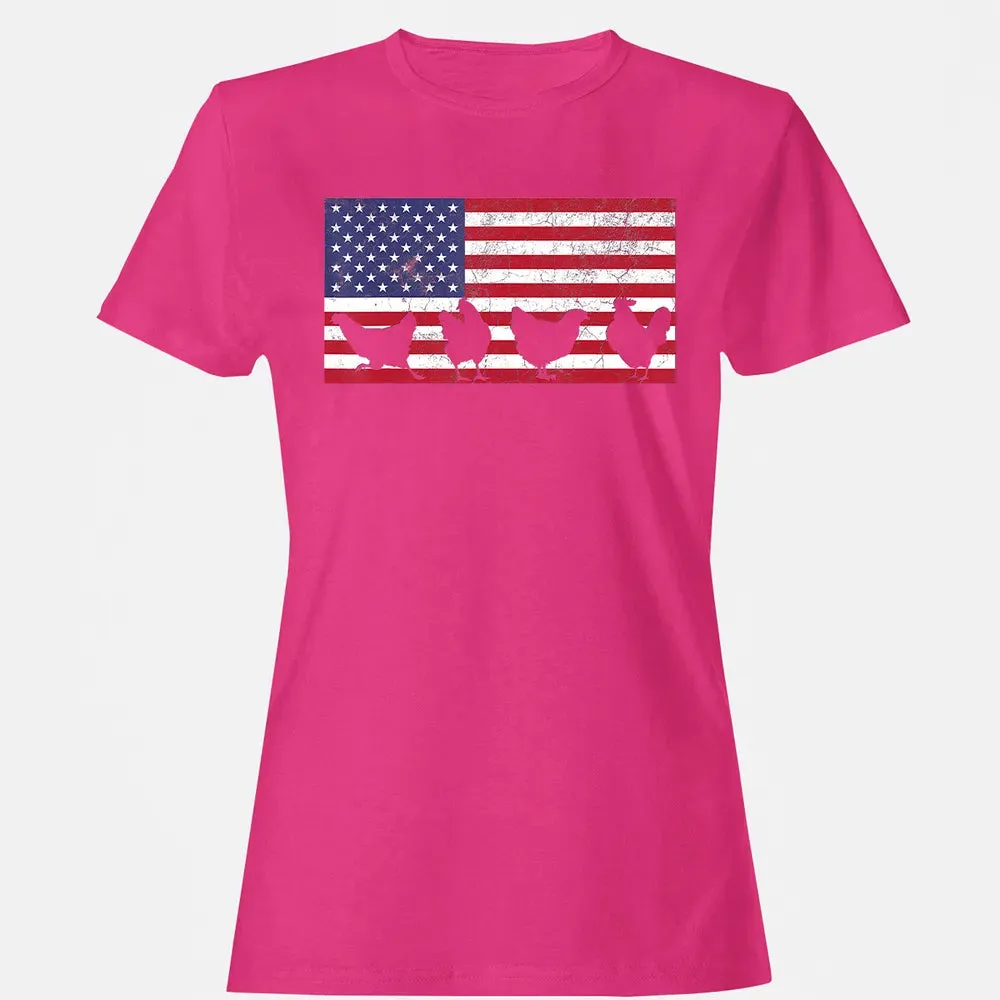 American Flag  Chicken USA 4th of July  Gift Women's T-shirt - 6