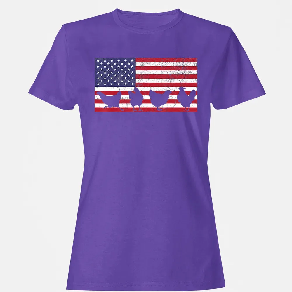 American Flag  Chicken USA 4th of July  Gift Women's T-shirt - 12