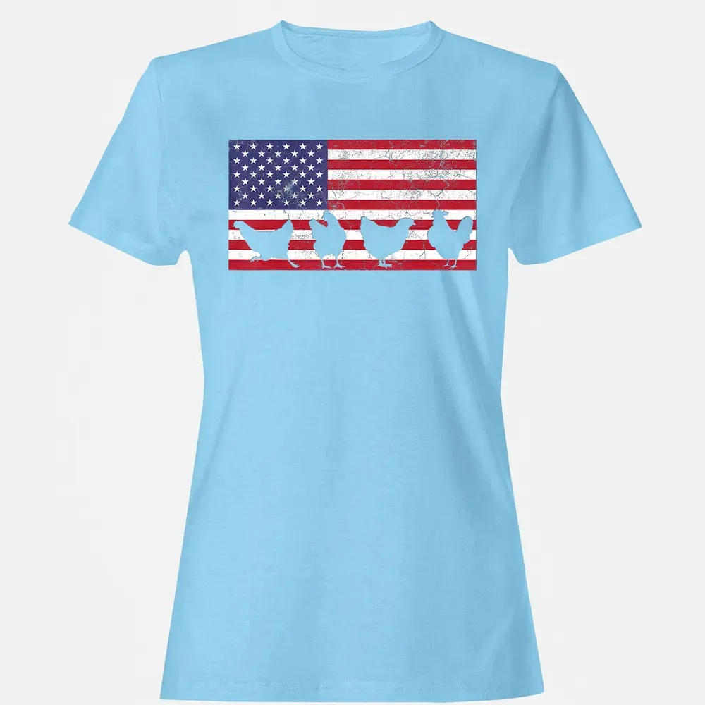 American Flag  Chicken USA 4th of July  Gift Women's T-shirt - 8