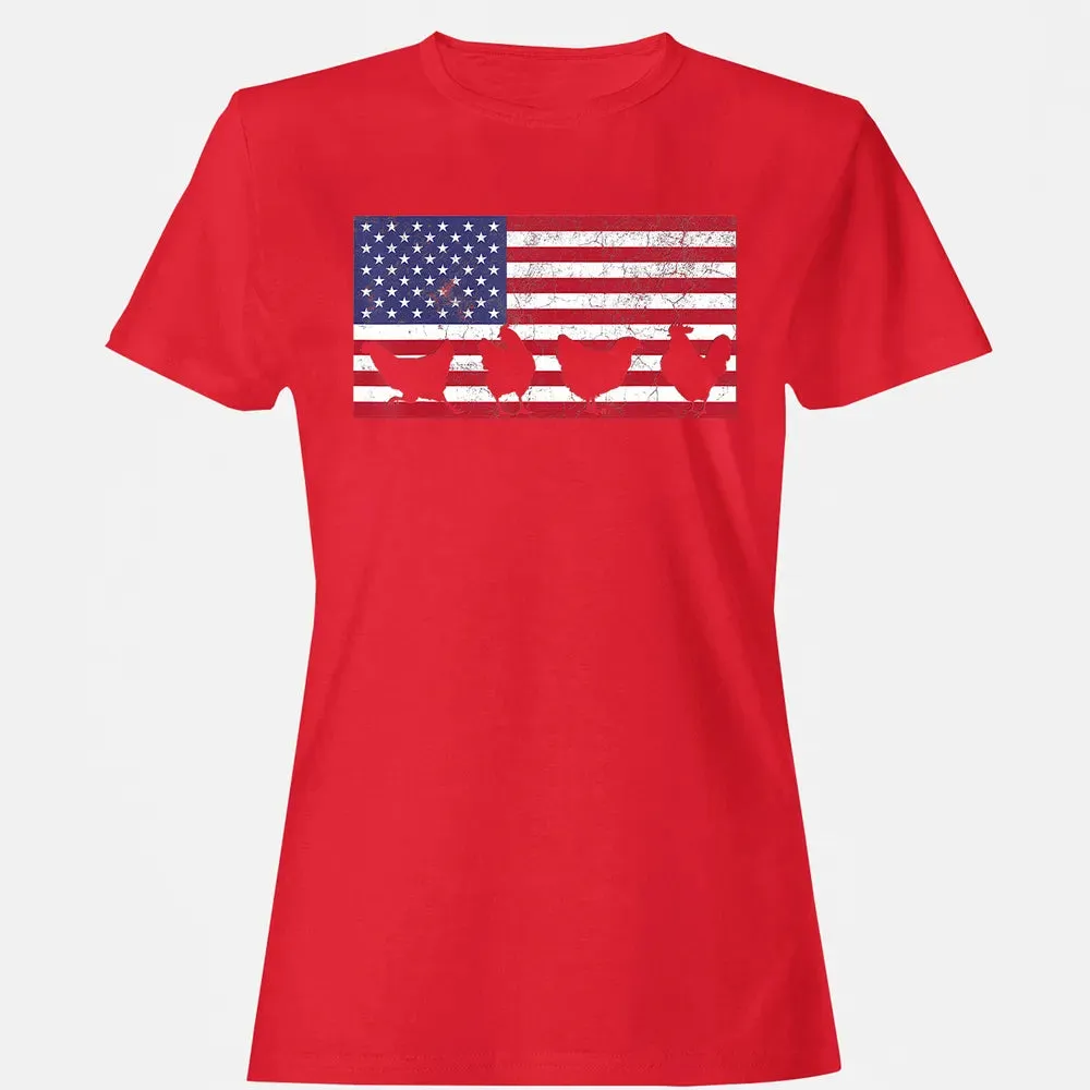 American Flag  Chicken USA 4th of July  Gift Women's T-shirt - 13