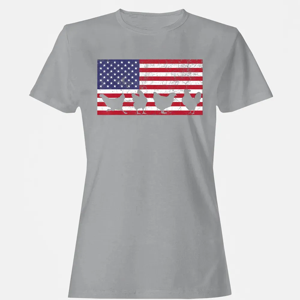 American Flag  Chicken USA 4th of July  Gift Women's T-shirt - 15