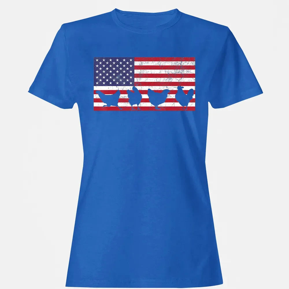American Flag  Chicken USA 4th of July  Gift Women's T-shirt - 14