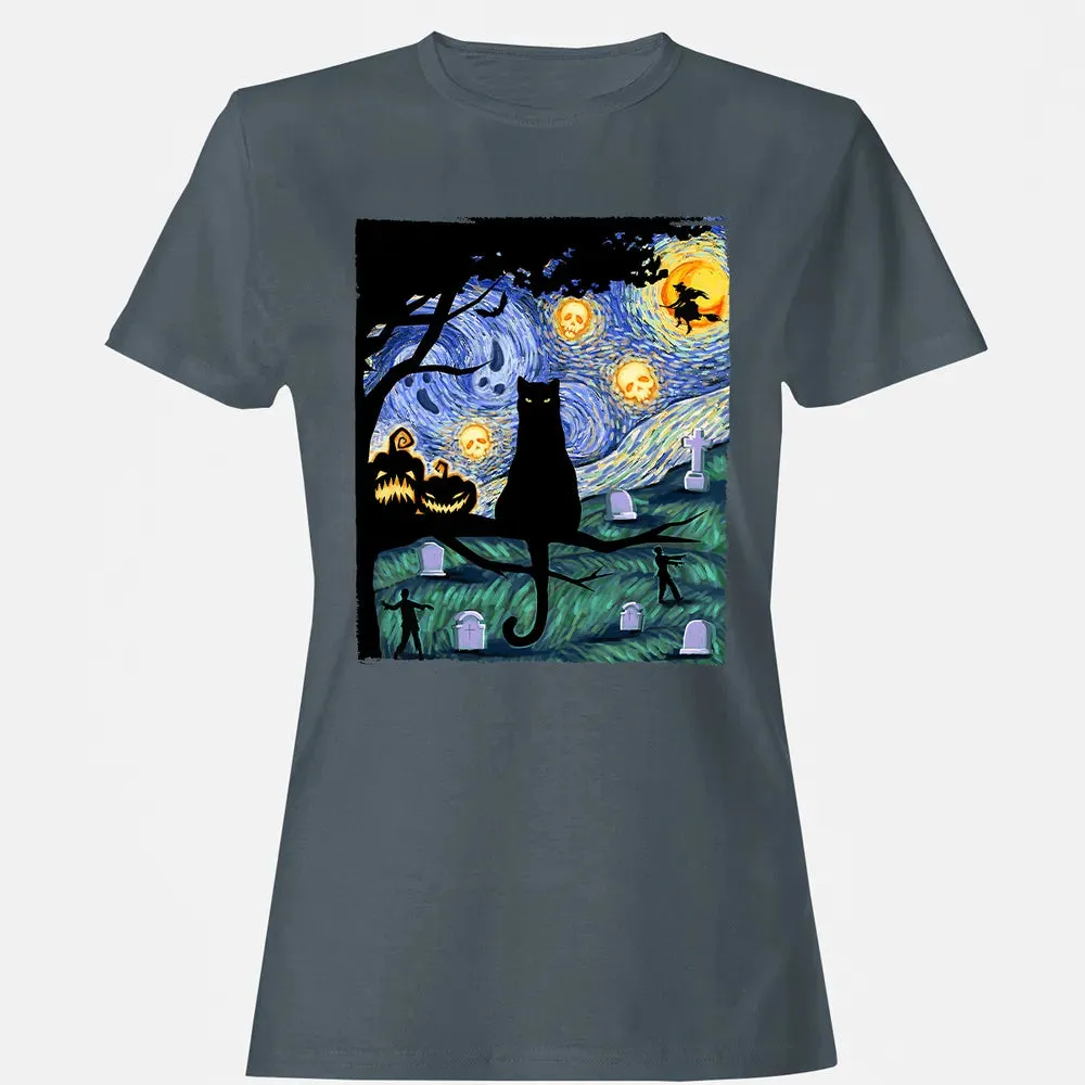 Scary Night Cat Women's T-shirt - 3