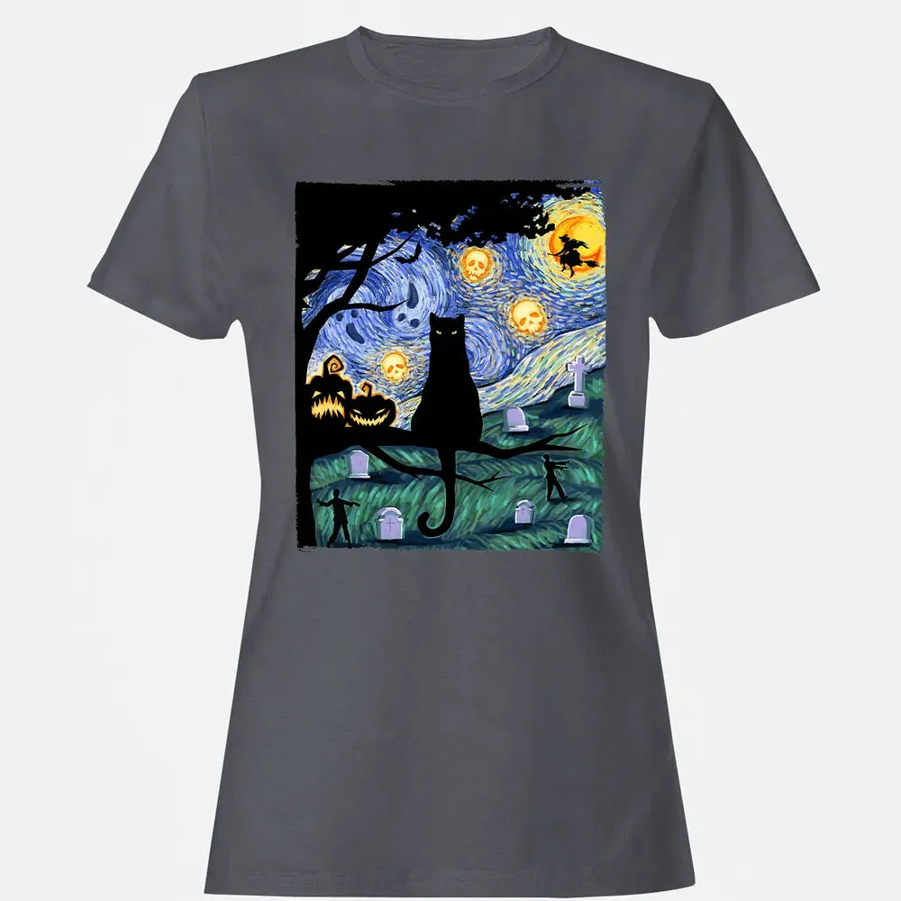 Scary Night Cat Women's T-shirt - 5