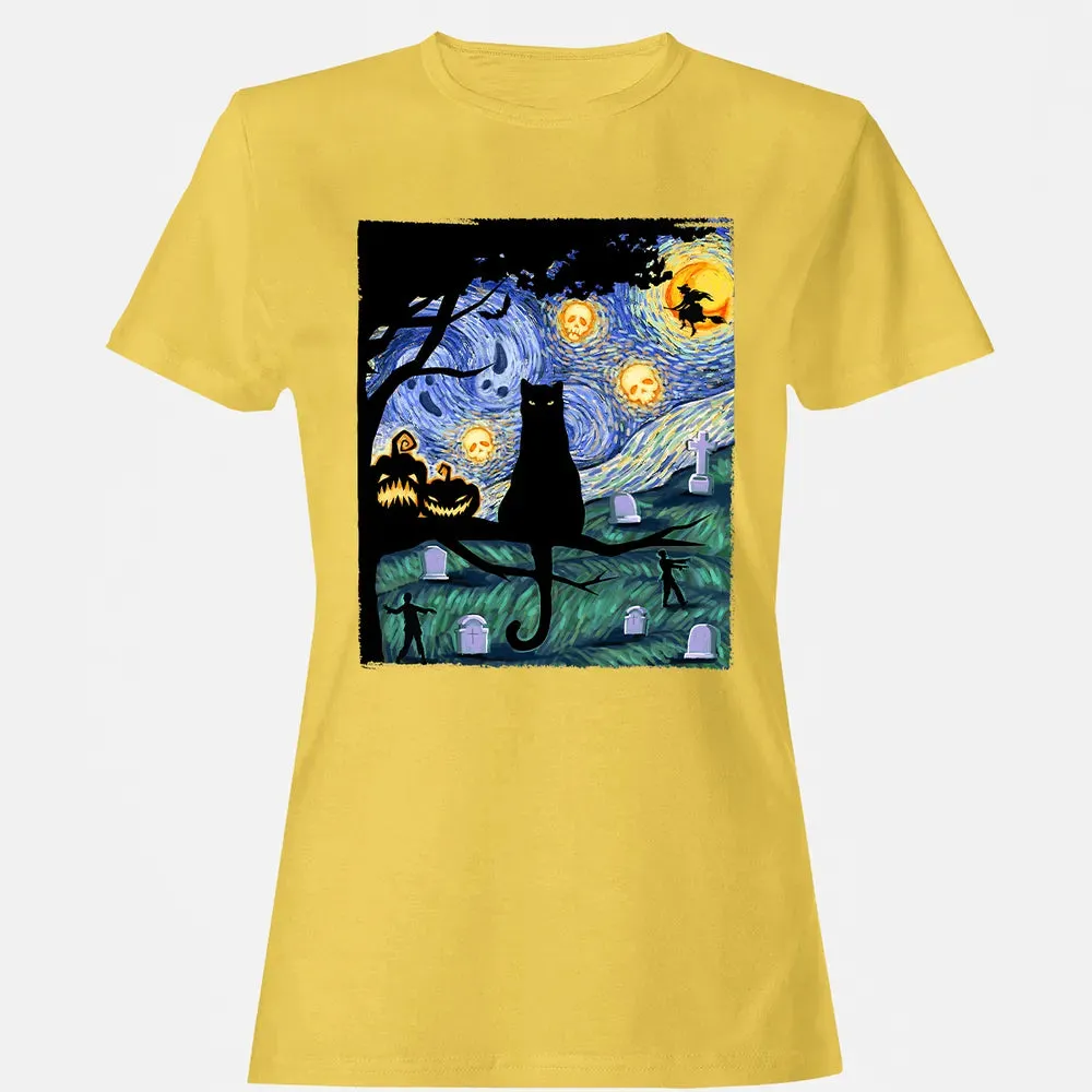 Scary Night Cat Women's T-shirt - 4