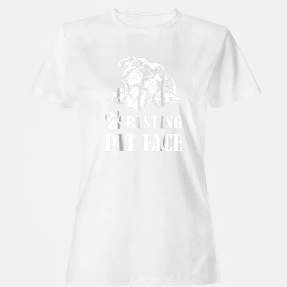 Funny Dog Pitbull Resting Pit Face Women's T-shirt - 16