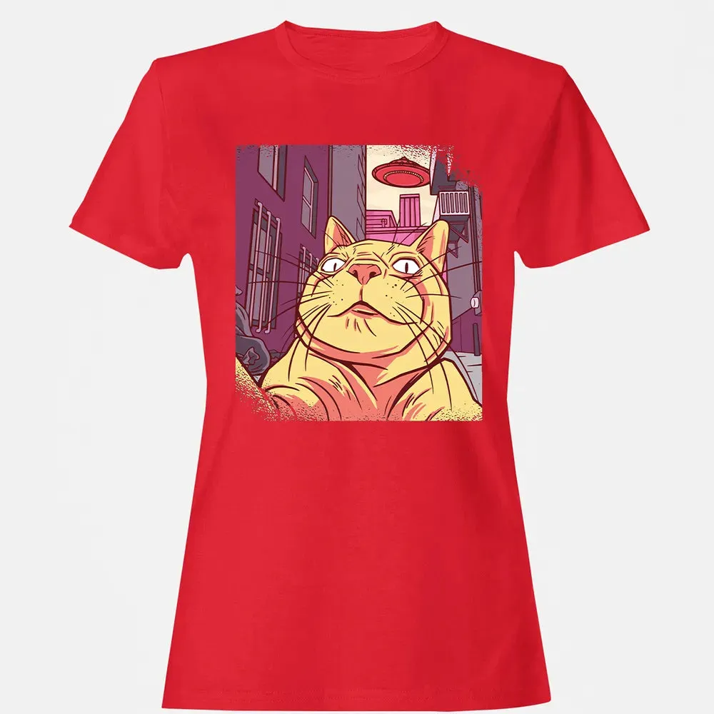 Cat Selfie With UFO Women's T-shirt - 13