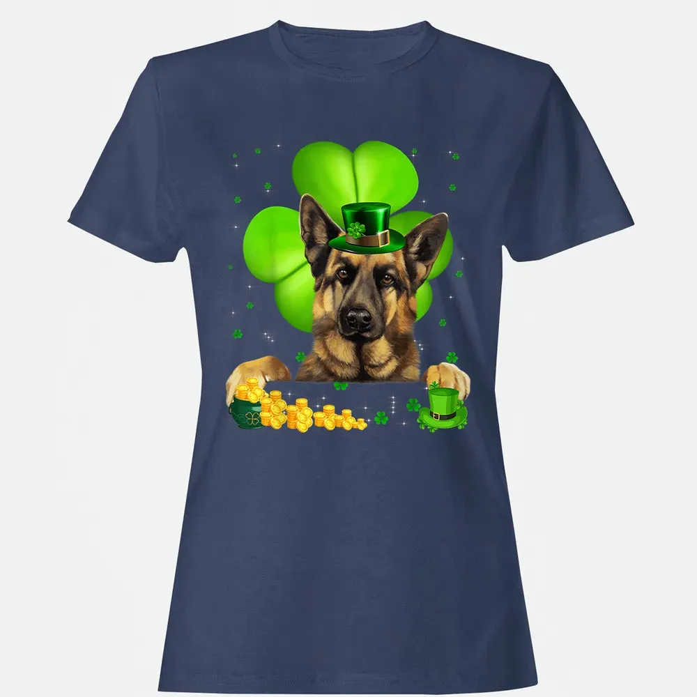 St Patrick's Day German Shepherd Shamrock Women's T-shirt - 10