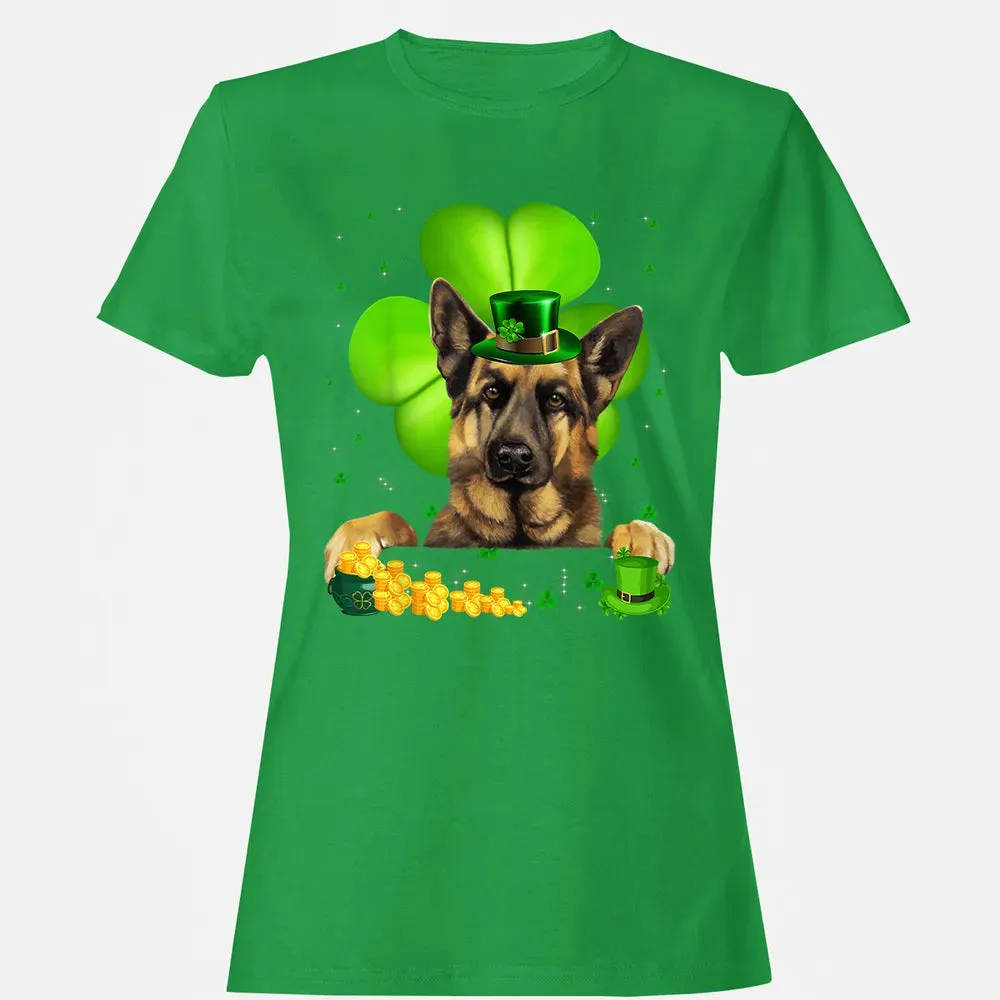St Patrick's Day German Shepherd Shamrock Women's T-shirt - 7