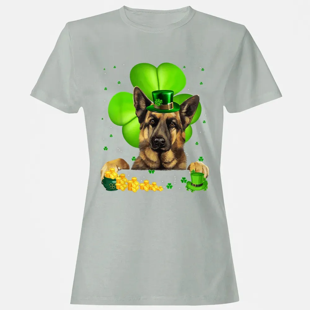 St Patrick's Day German Shepherd Shamrock Women's T-shirt - 2