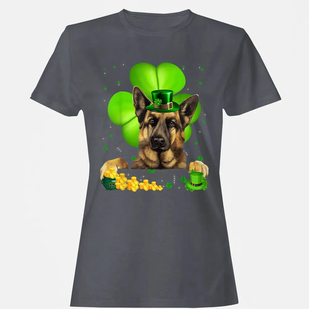 St Patrick's Day German Shepherd Shamrock Women's T-shirt - 5