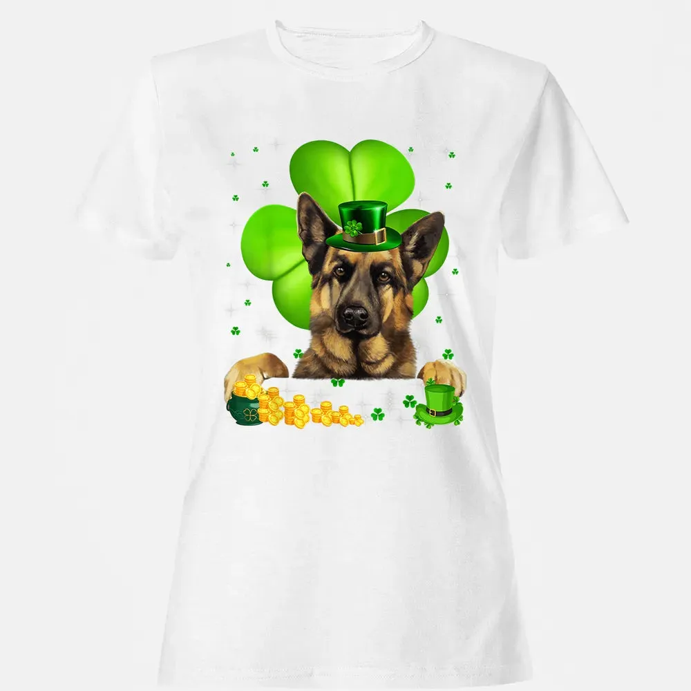 St Patrick's Day German Shepherd Shamrock Women's T-shirt - 16