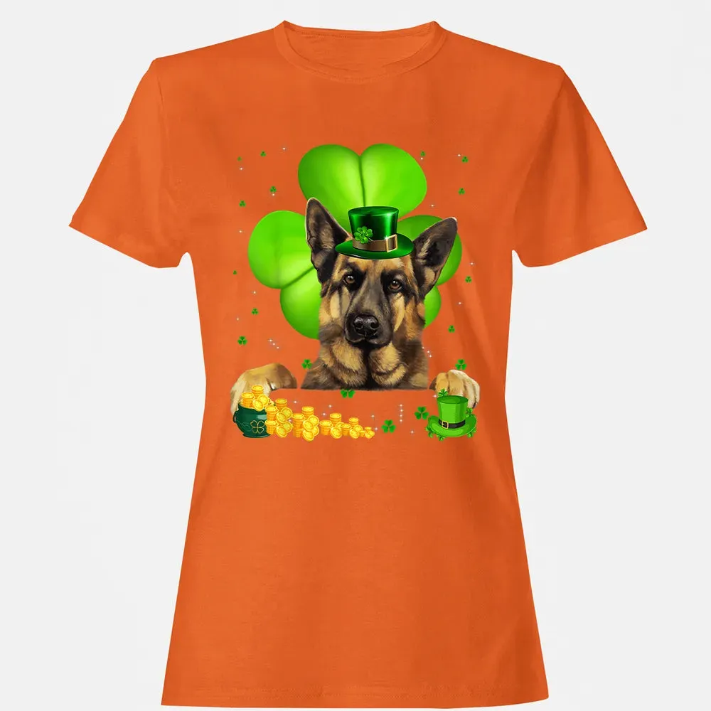 St Patrick's Day German Shepherd Shamrock Women's T-shirt - 11