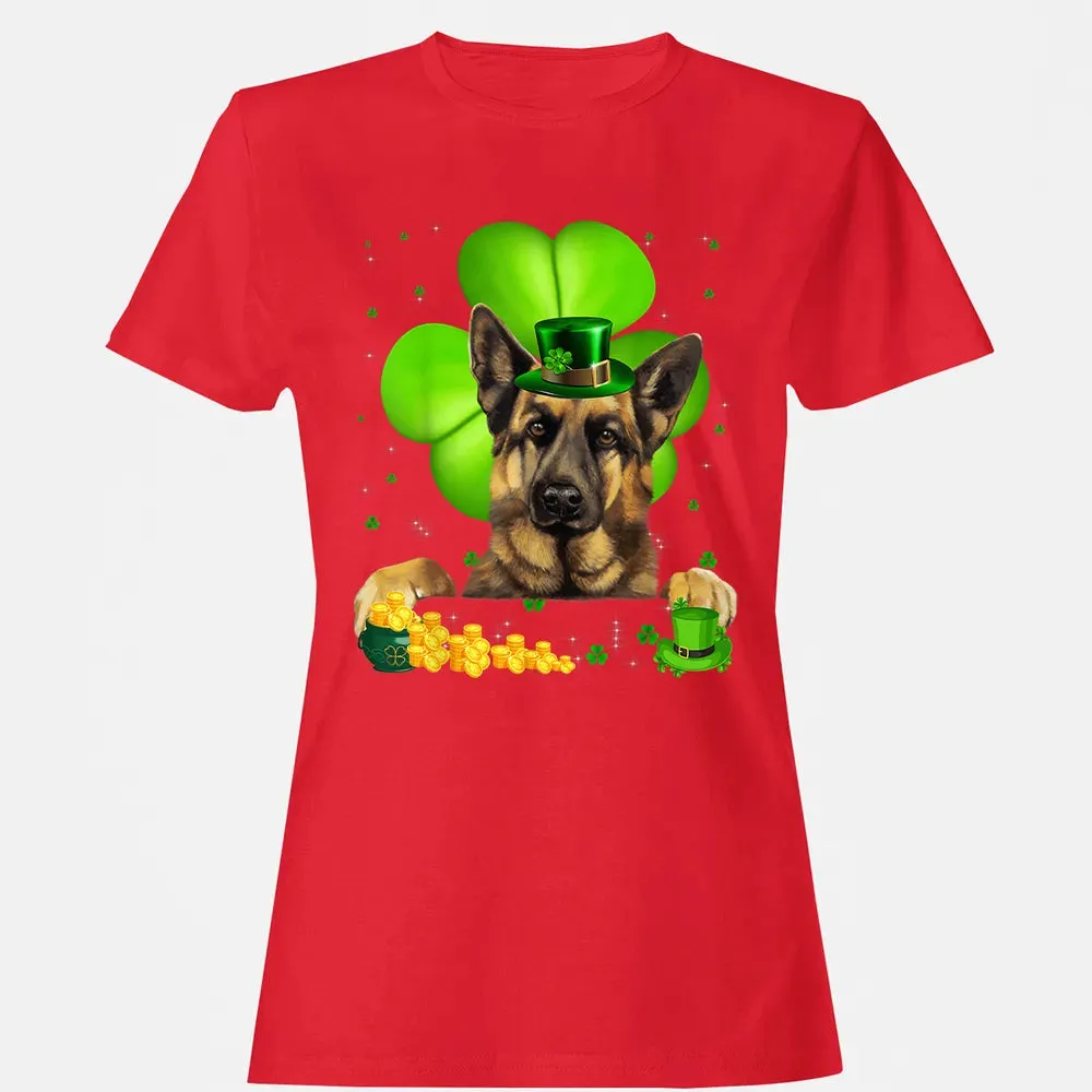 St Patrick's Day German Shepherd Shamrock Women's T-shirt - 13