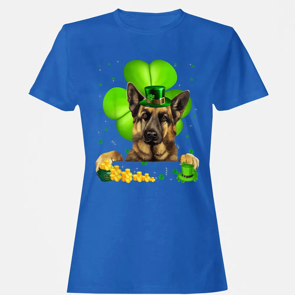 St Patrick's Day German Shepherd Shamrock Women's T-shirt - 14