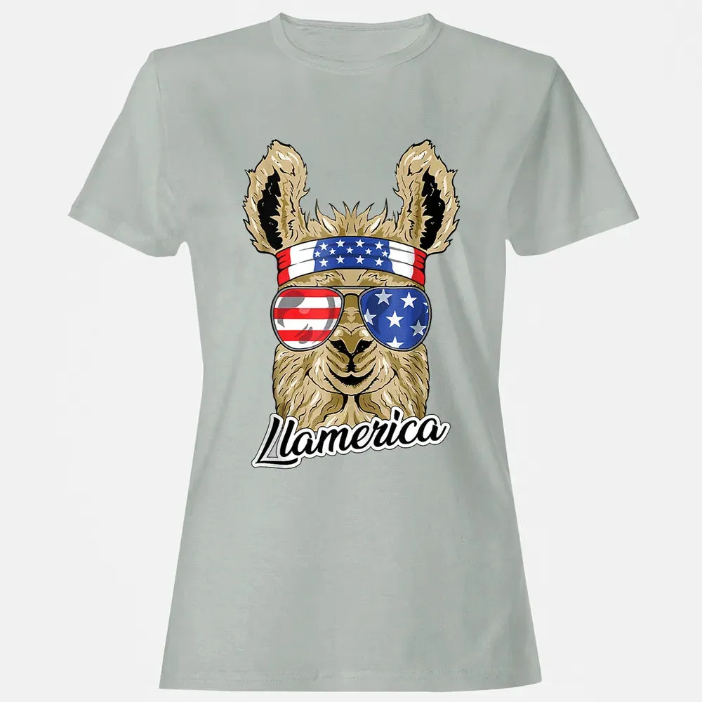 Llamerica American Llama Patriotic USA 4th Of July Funny Women's T-shirt - 2