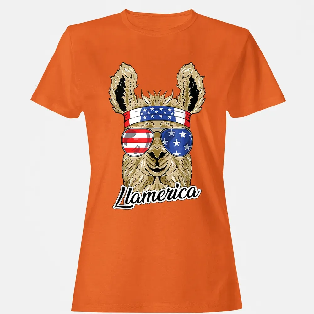 Llamerica American Llama Patriotic USA 4th Of July Funny Women's T-shirt - 11