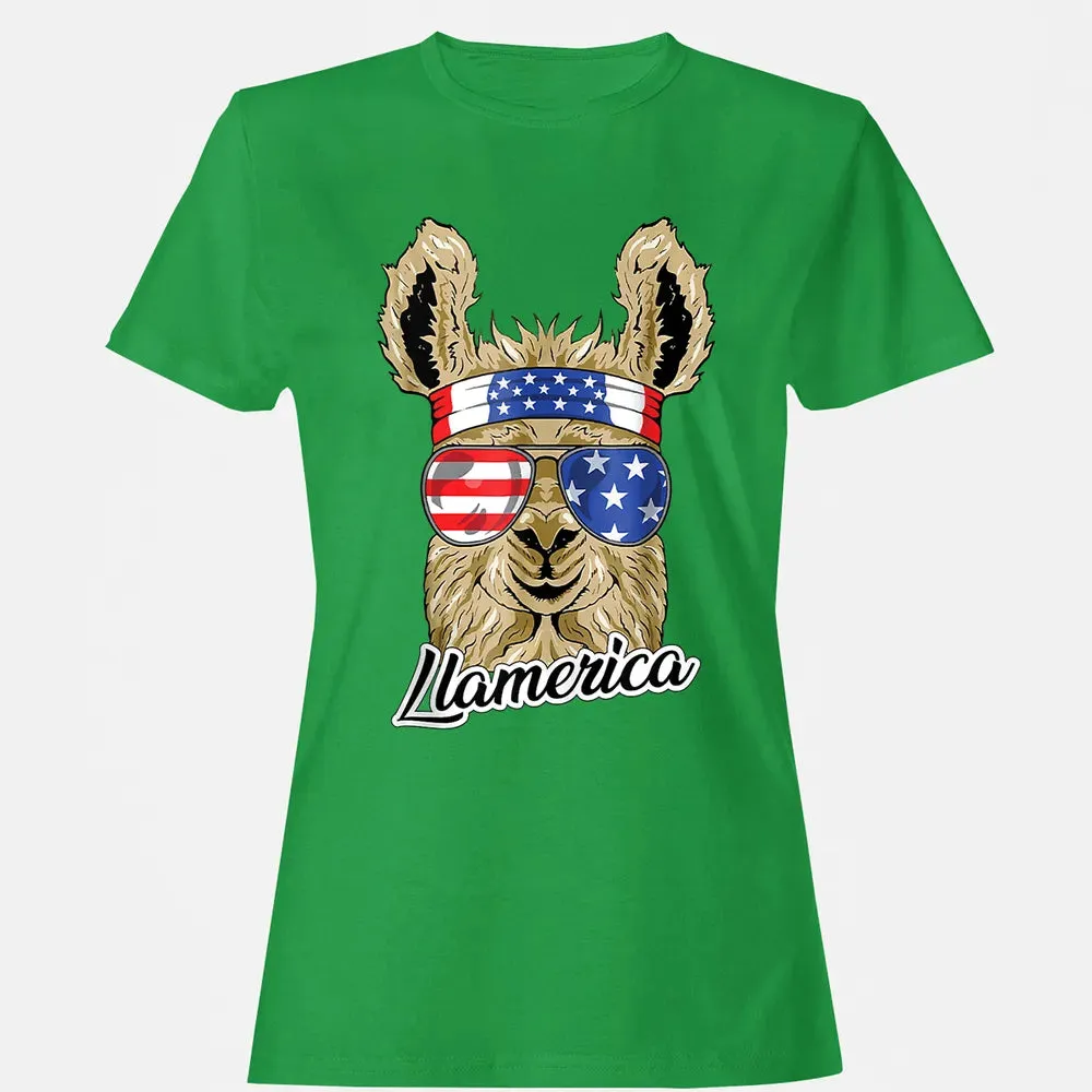 Llamerica American Llama Patriotic USA 4th Of July Funny Women's T-shirt - 7