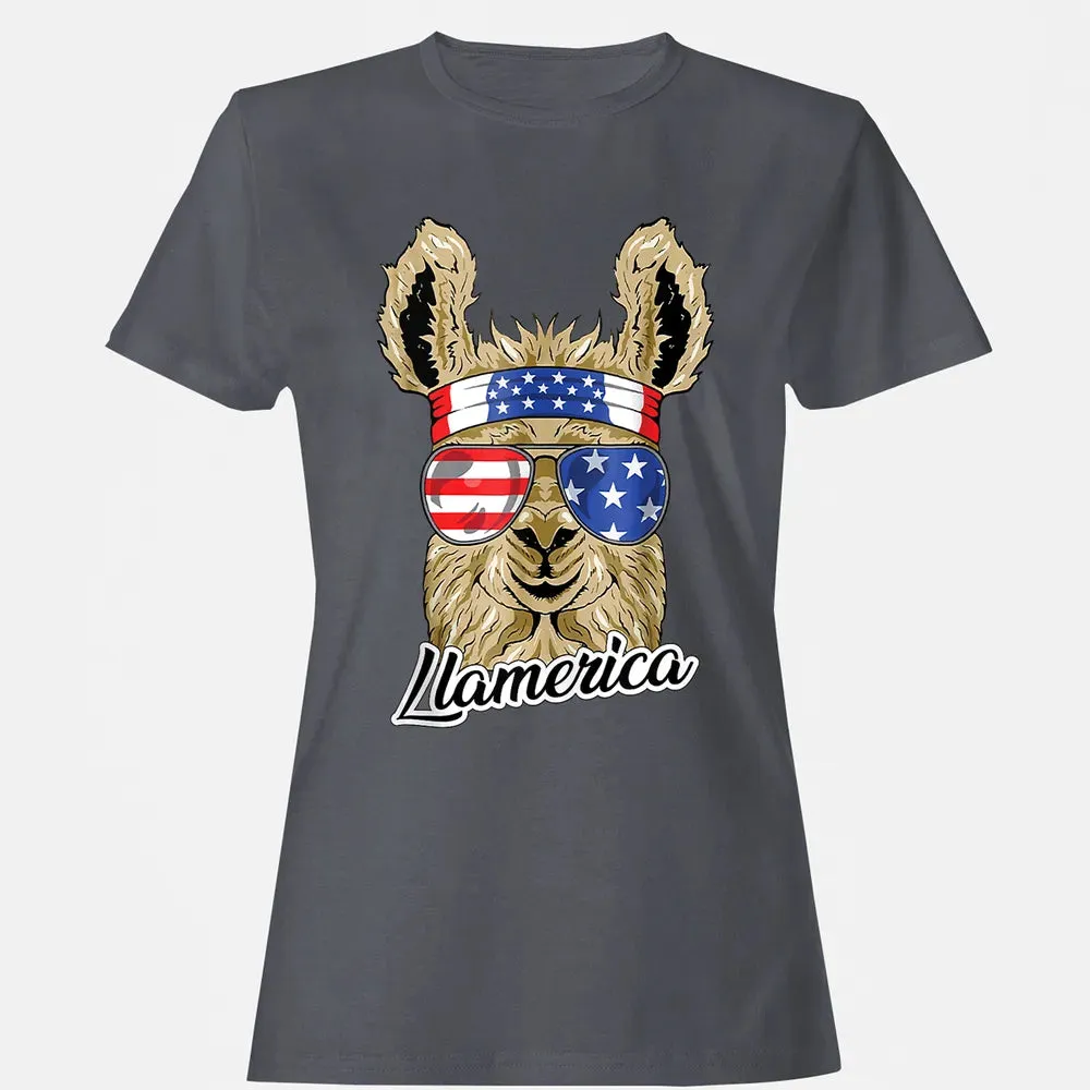 Llamerica American Llama Patriotic USA 4th Of July Funny Women's T-shirt - 5