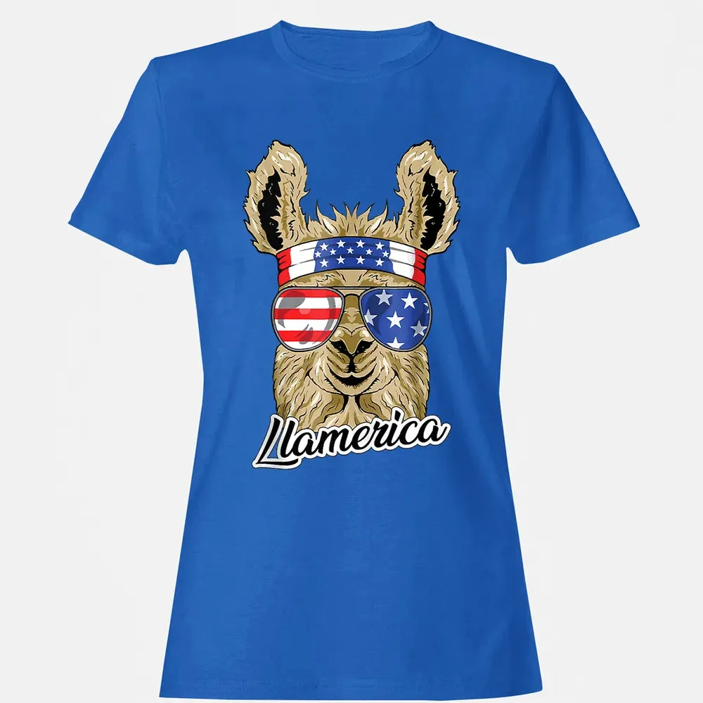 Llamerica American Llama Patriotic USA 4th Of July Funny Women's T-shirt - 14