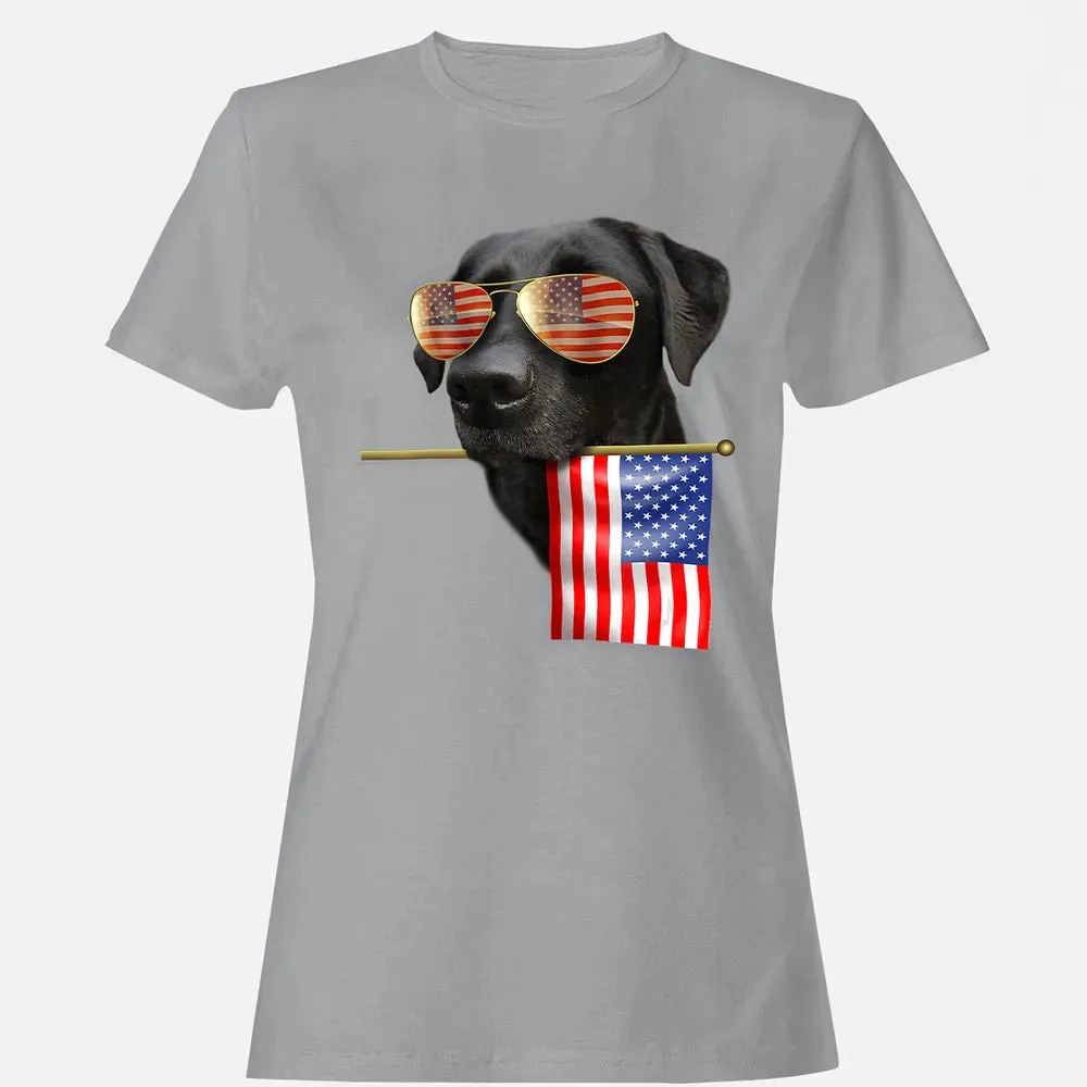 4th of July  Fun American Flag Labrador Dog Lover Gift Women's T-shirt - 15