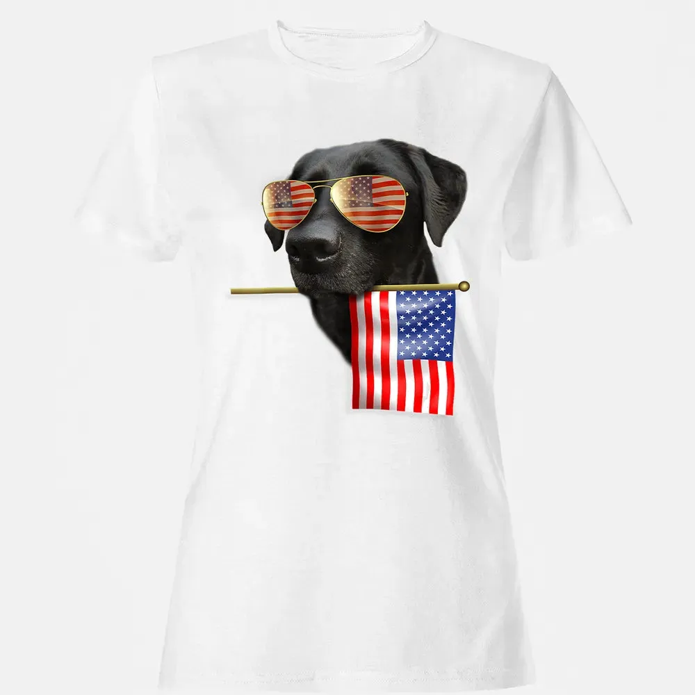 4th of July  Fun American Flag Labrador Dog Lover Gift Women's T-shirt - 16