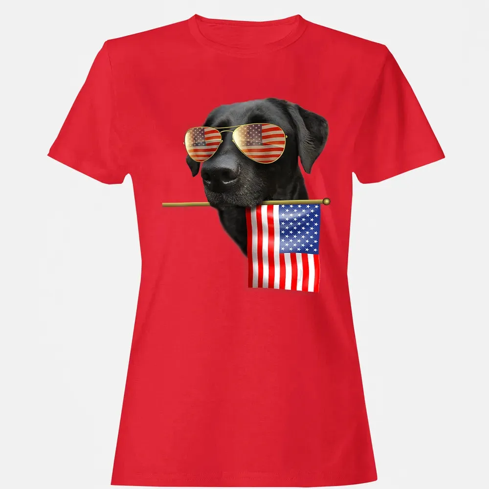 4th of July  Fun American Flag Labrador Dog Lover Gift Women's T-shirt - 13