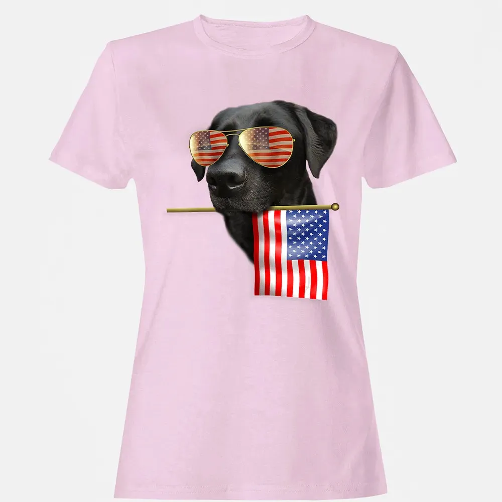 4th of July  Fun American Flag Labrador Dog Lover Gift Women's T-shirt - 9