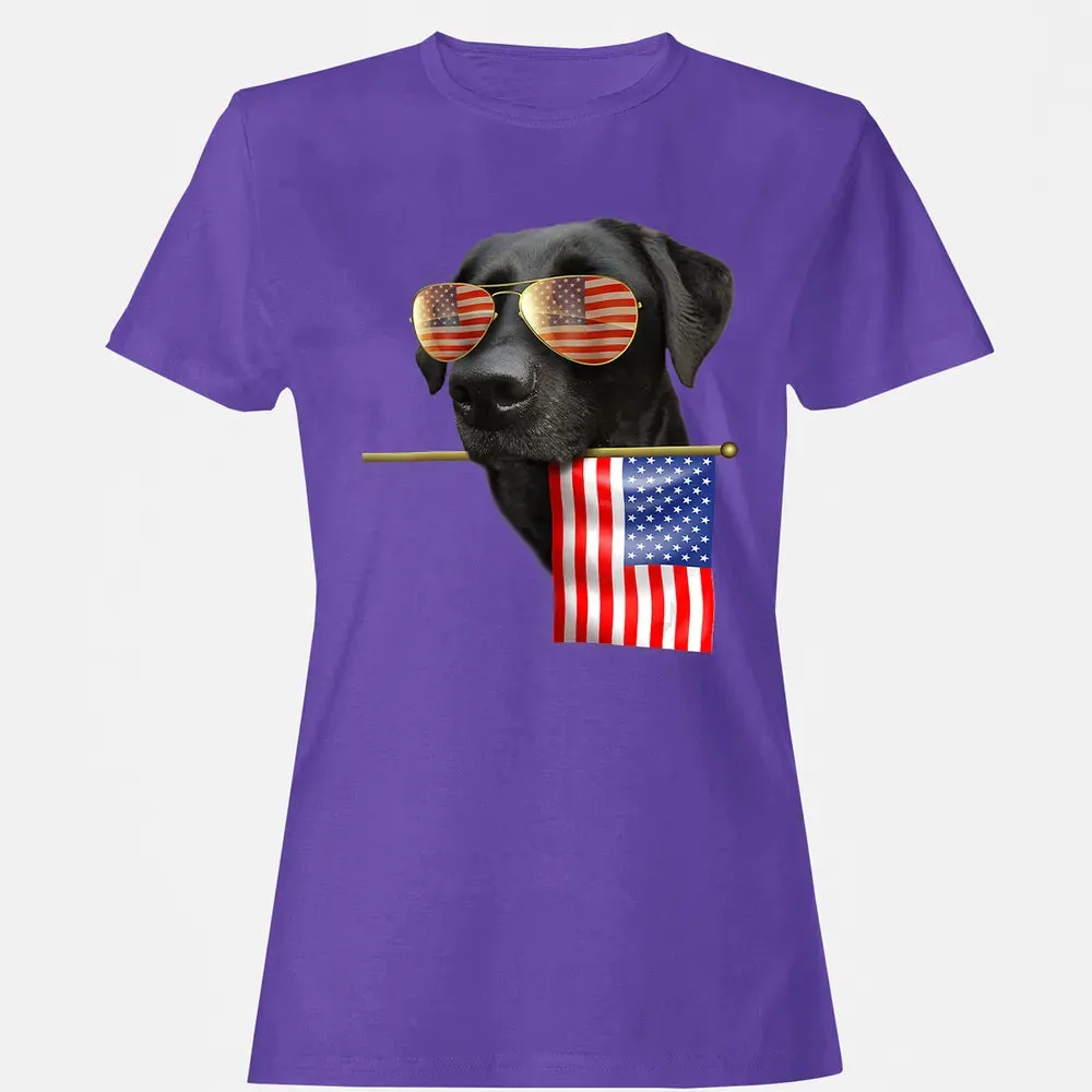 4th of July  Fun American Flag Labrador Dog Lover Gift Women's T-shirt - 12