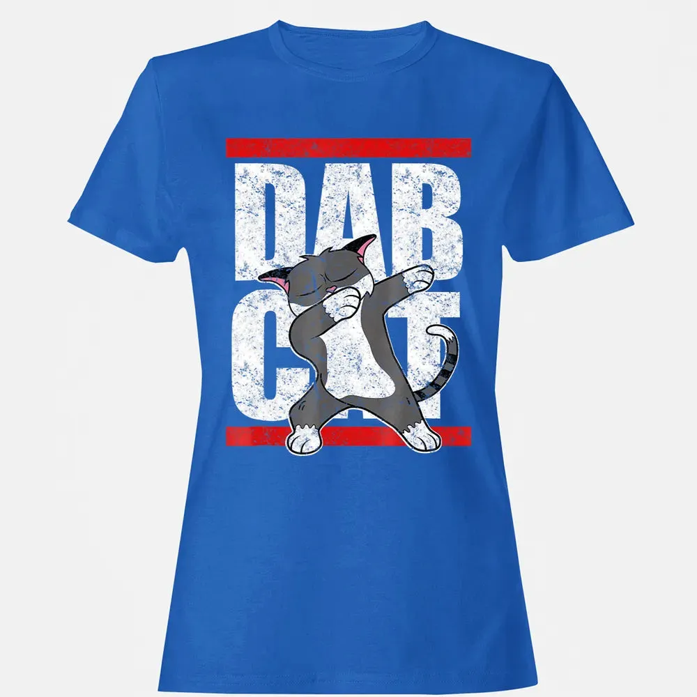 Dab Cat  Dabbing Kitty Feline Pet Distressed Women's T-shirt - 14