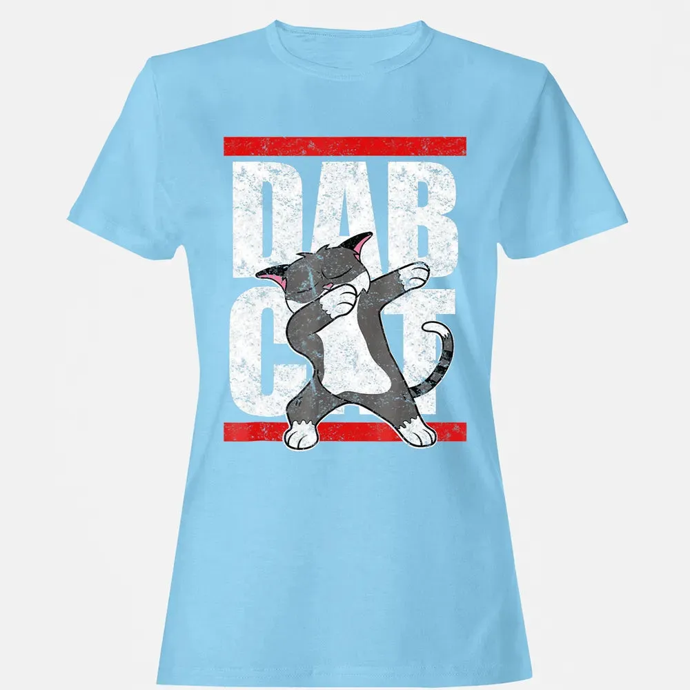 Dab Cat  Dabbing Kitty Feline Pet Distressed Women's T-shirt - 8