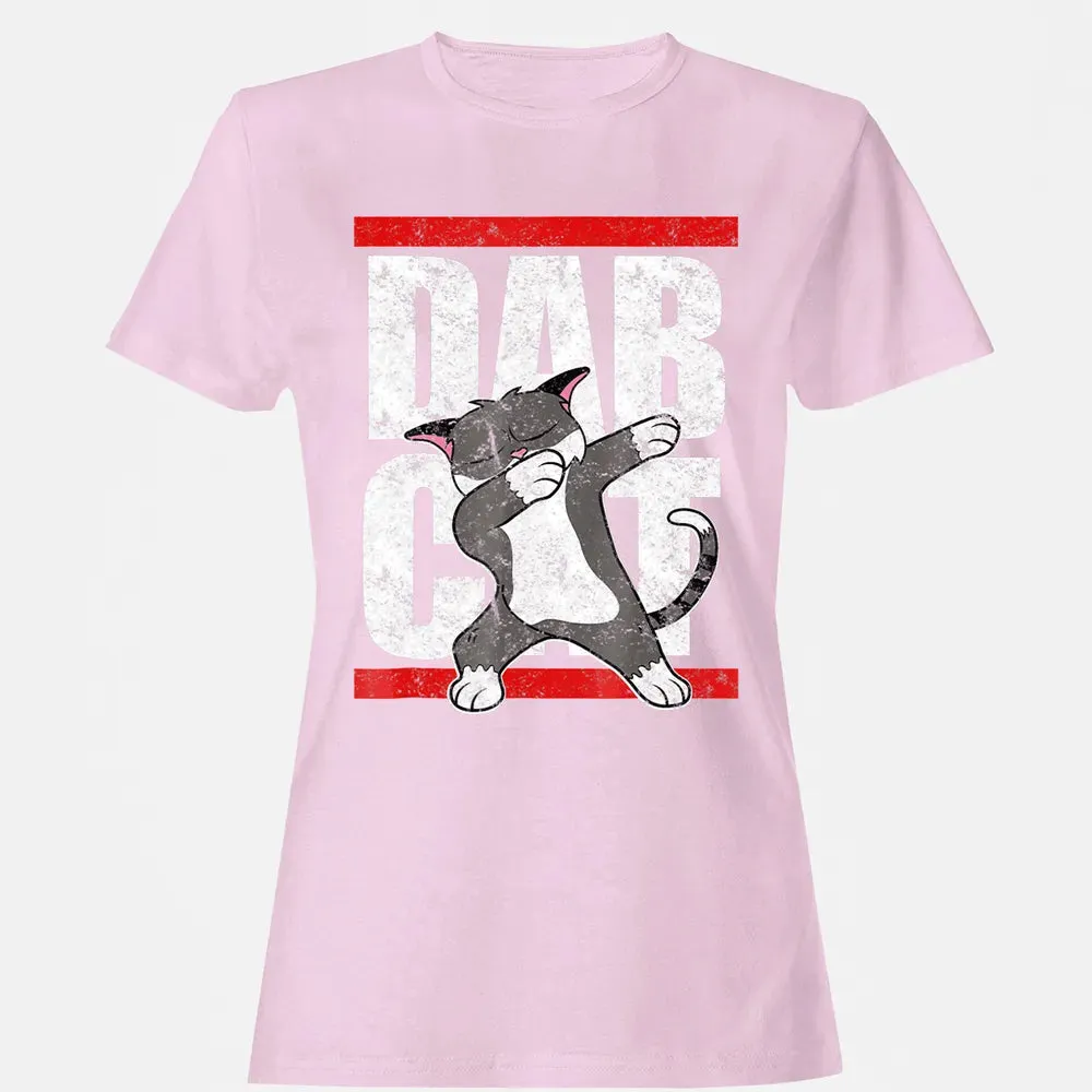 Dab Cat  Dabbing Kitty Feline Pet Distressed Women's T-shirt - 9