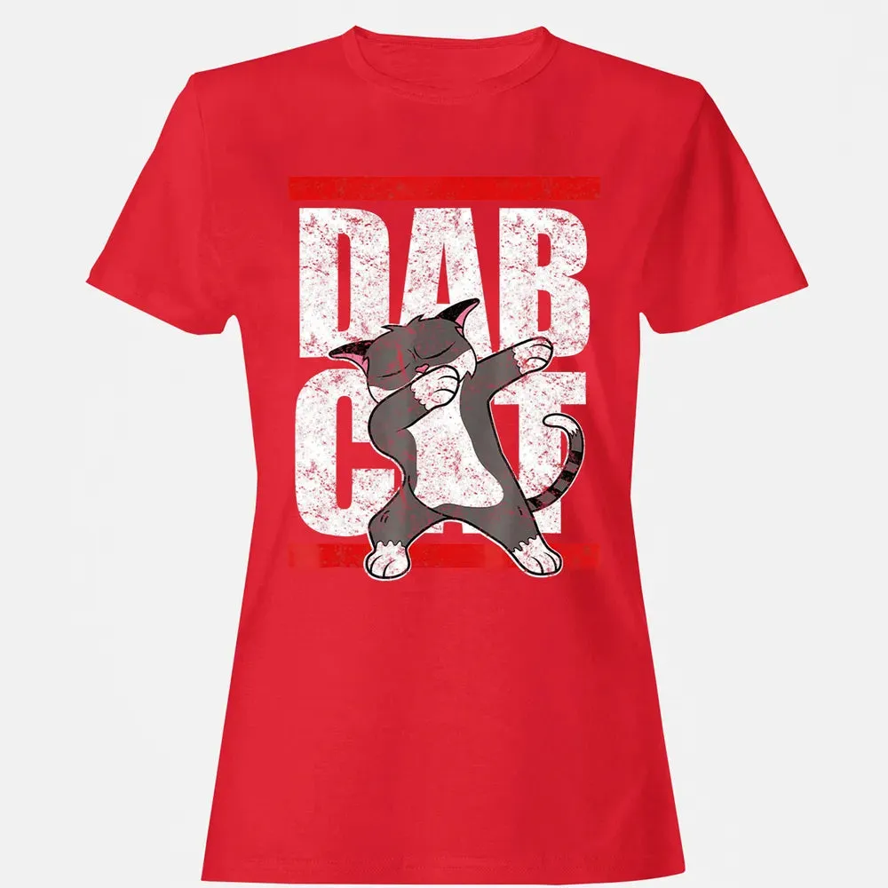 Dab Cat  Dabbing Kitty Feline Pet Distressed Women's T-shirt - 13