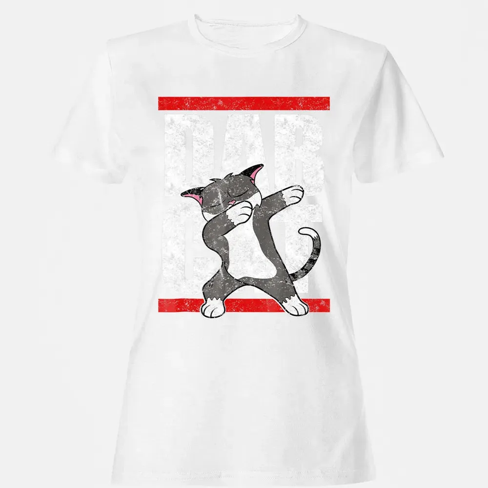 Dab Cat  Dabbing Kitty Feline Pet Distressed Women's T-shirt - 16