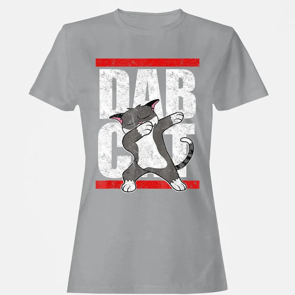 Dab Cat  Dabbing Kitty Feline Pet Distressed Women's T-shirt - 15