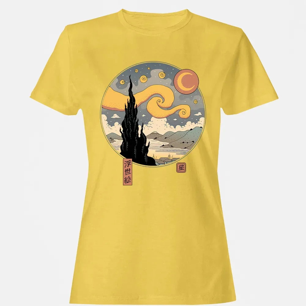 Starry Ukiyo-e Night Women's T-shirt - 4