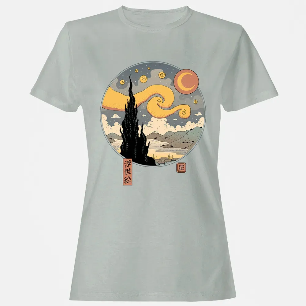 Starry Ukiyo-e Night Women's T-shirt - 2