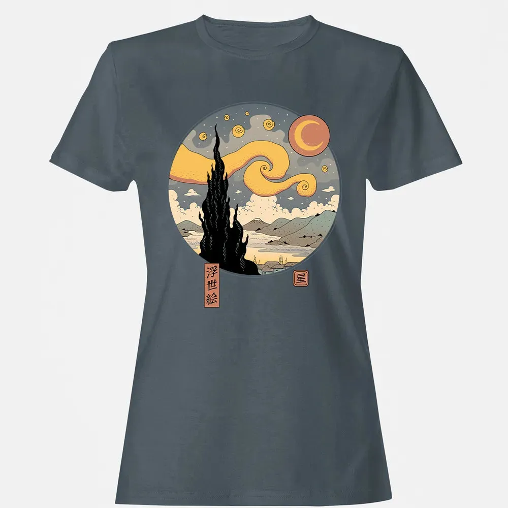 Starry Ukiyo-e Night Women's T-shirt - 3