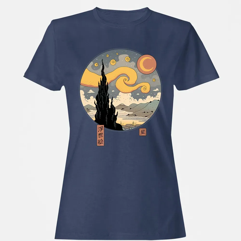Starry Ukiyo-e Night Women's T-shirt - 10