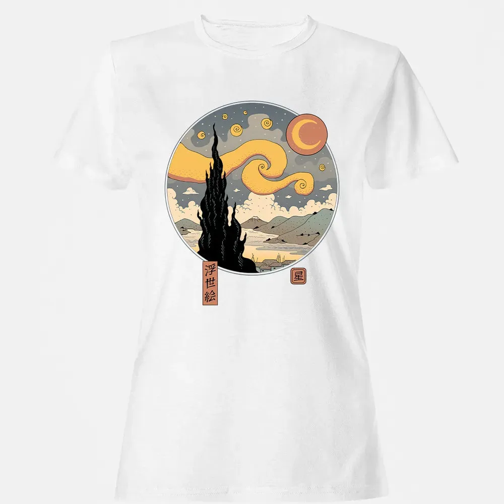 Starry Ukiyo-e Night Women's T-shirt - 16